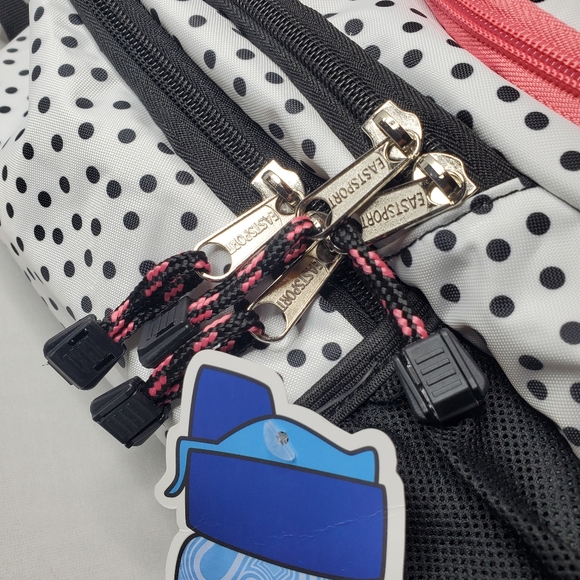 Eastsport 18.5" Rally Sport Black & White Polka Dot Backpack w Tech Pocket NWT - Picture 14 of 14